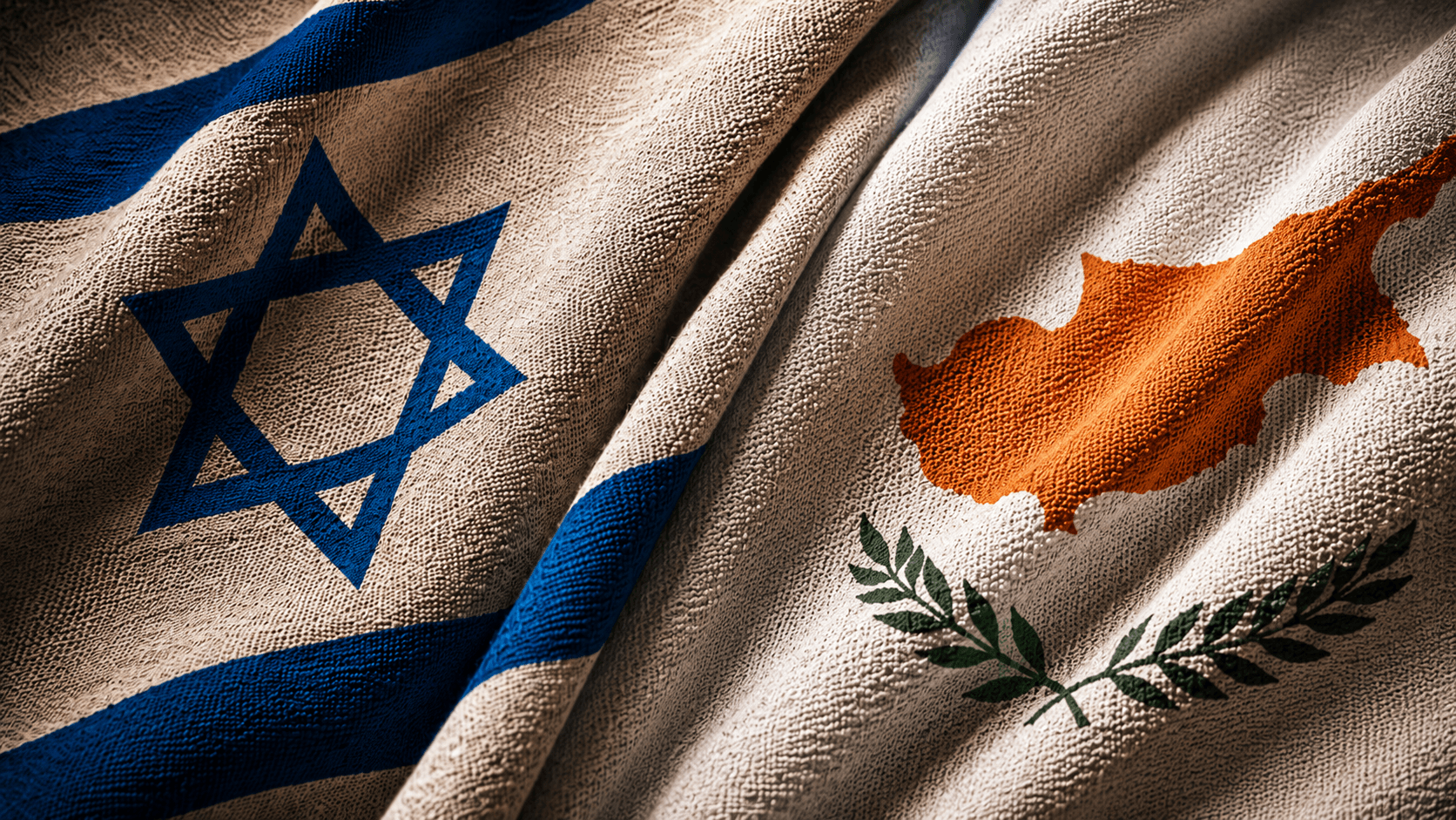 Israeli flag and Cypriot flag side by side