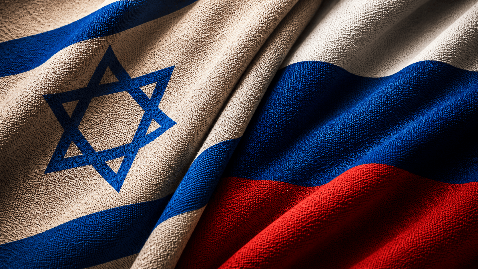 Israeli flag and Russian flag side by side