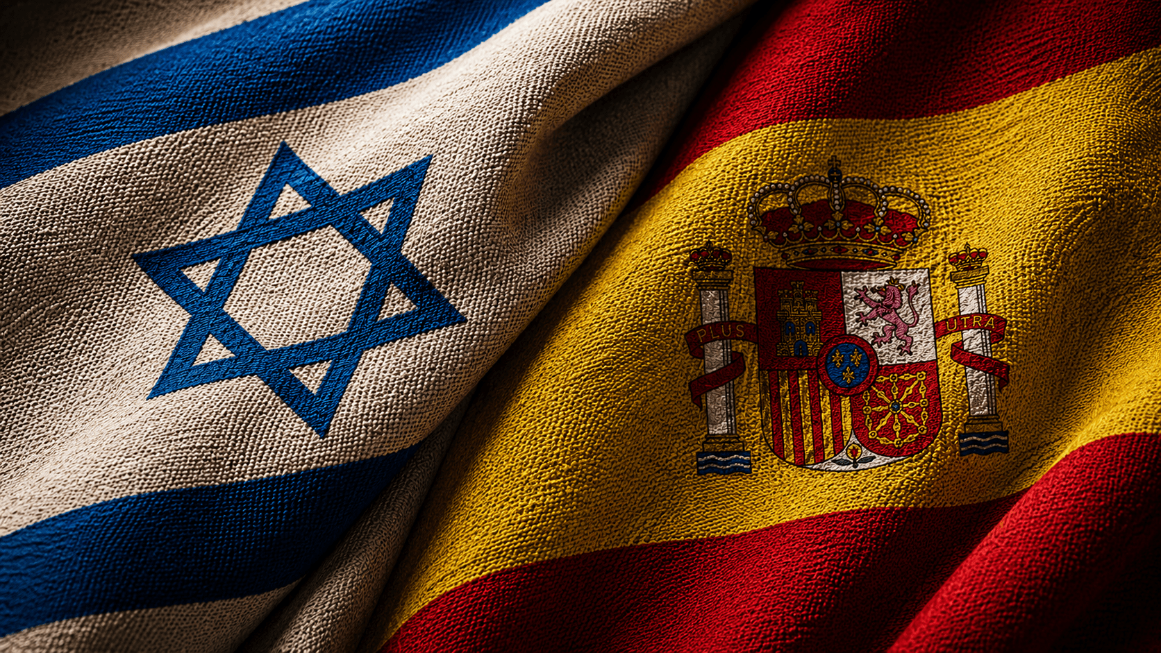 Israeli flag and Spanish flag side by side