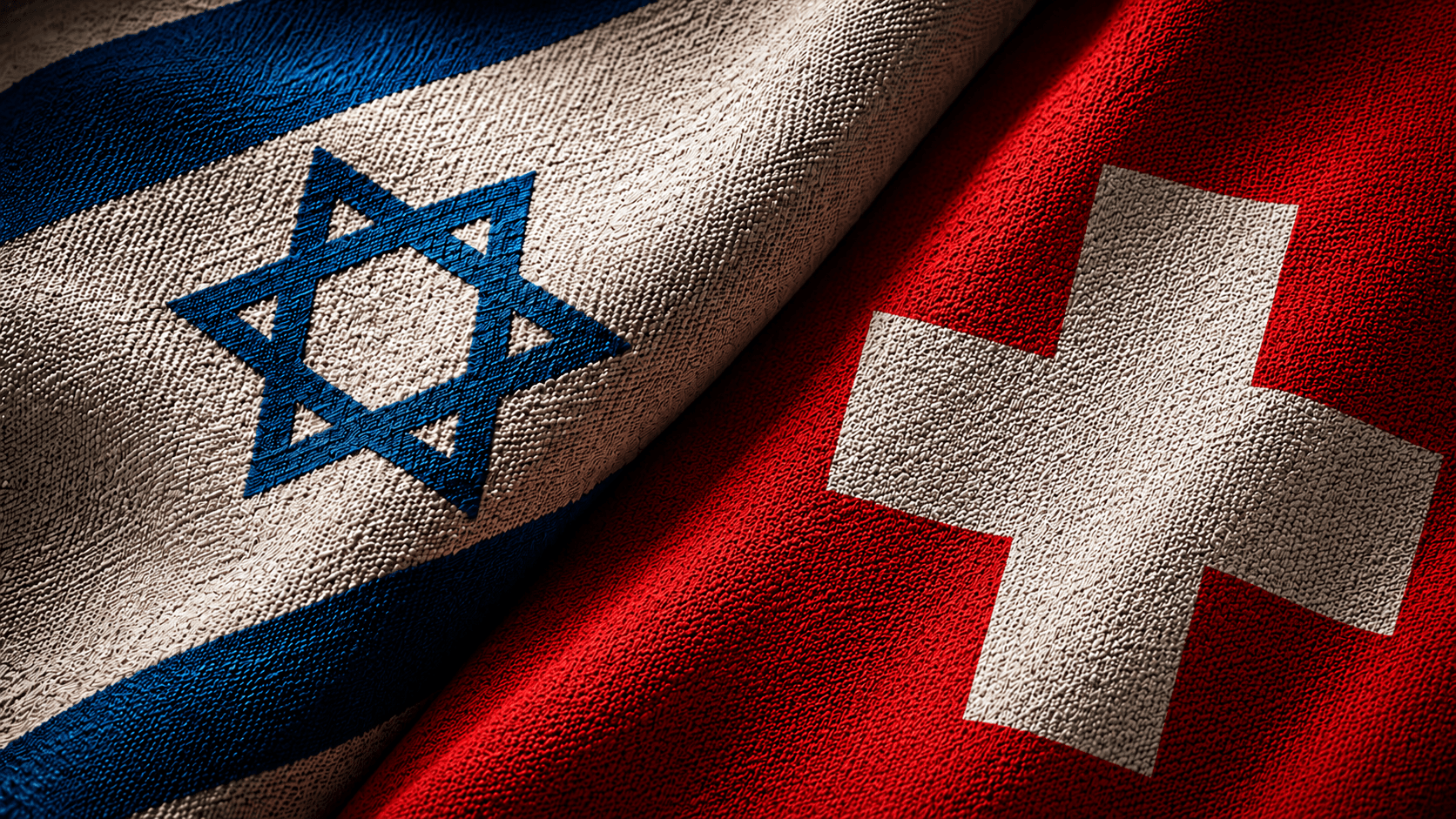 Israeli flag and Swiss flag side by side