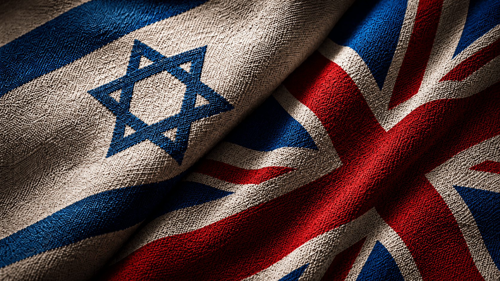 Israeli flag and United Kingdom flag side by side