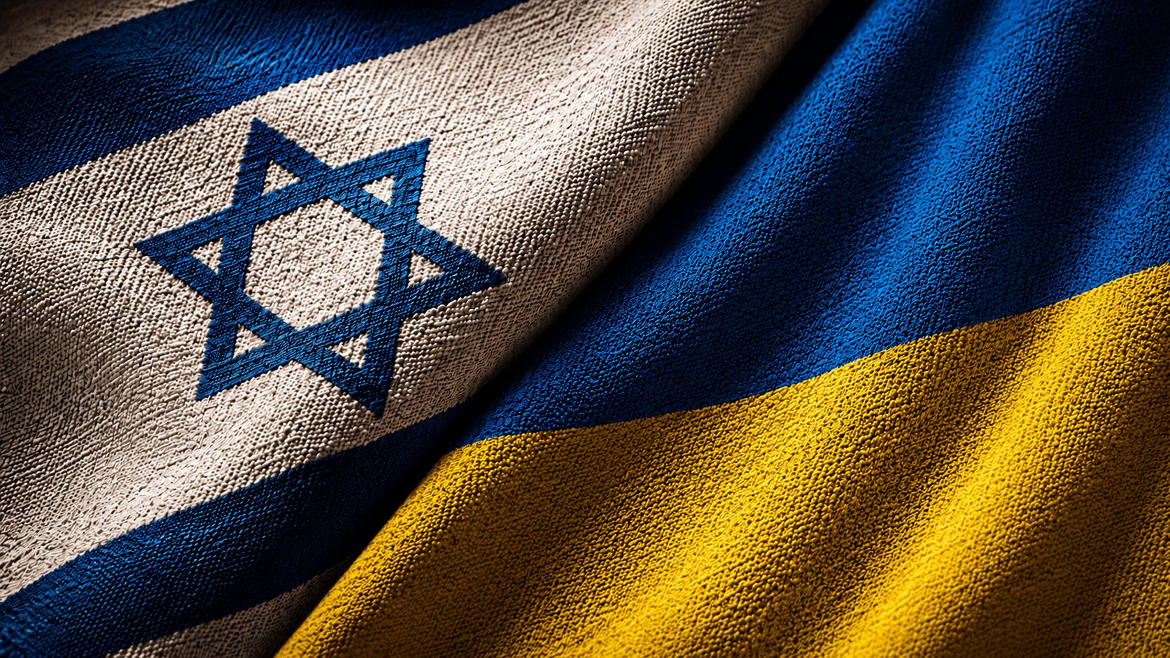 Israeli flag and Ukrainian flag side by side